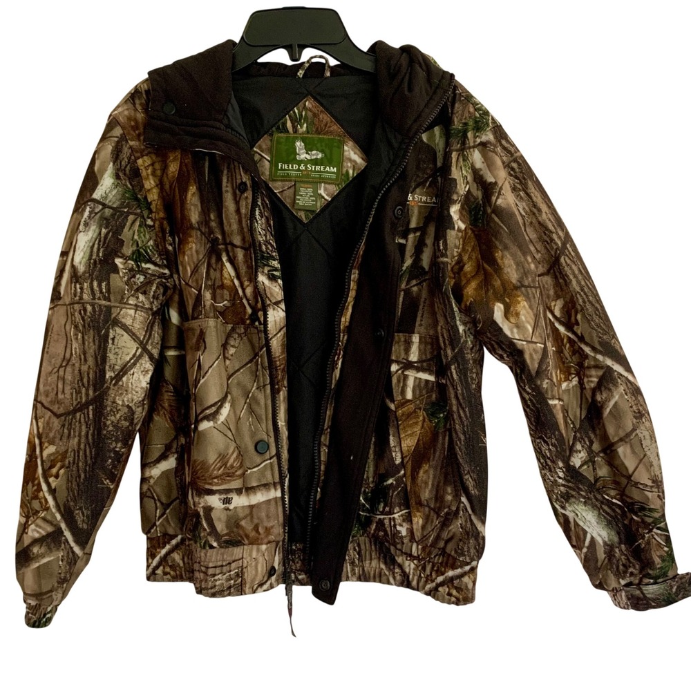 Field &‎ Stream Boys Medium Camo Jacket Hooded Realtree Quilted Hunting